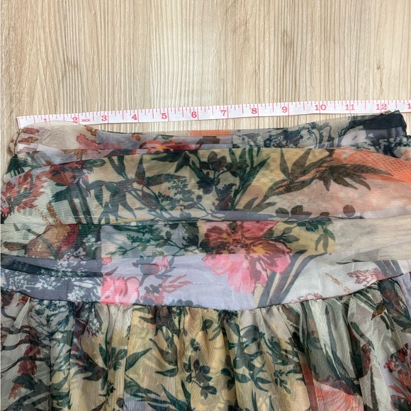 Anthropologie High-Low Tulle Women Garden Floral Watercolor Size6 Romantic Skirt - Picture 10 of 13